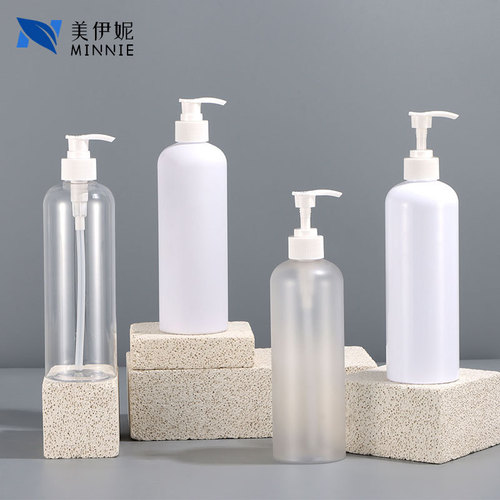 Supply of 500ml transparent shampoo bottle, round shoulder shower gel plastic bottle, beauty daily cosmetics press bottle
