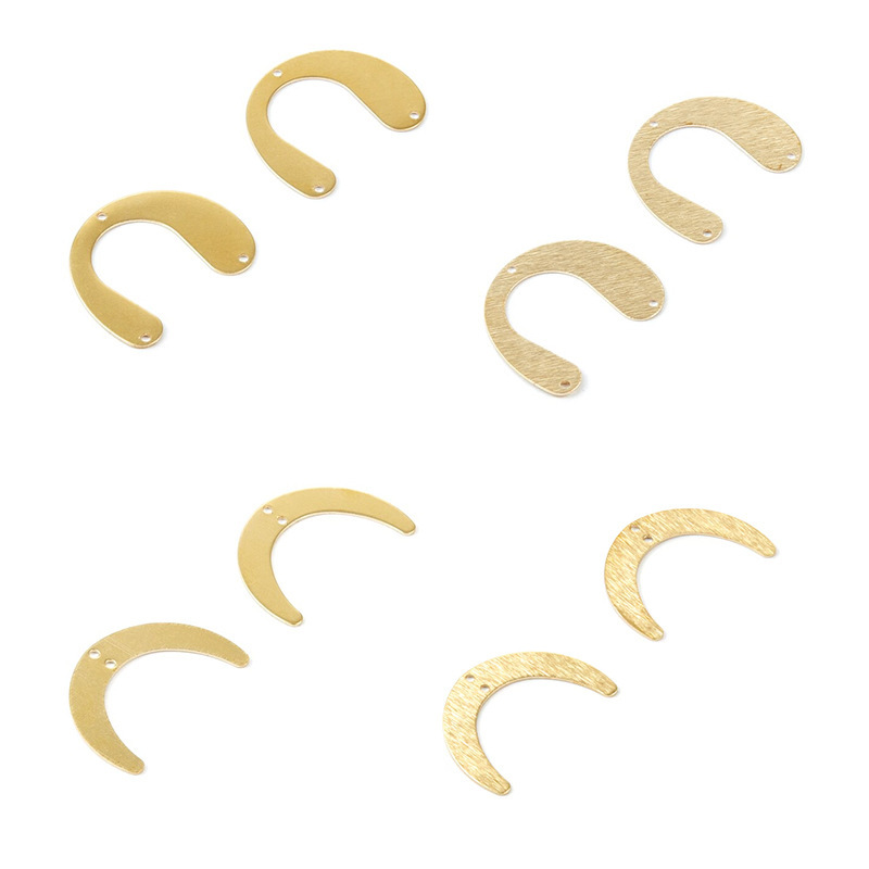 Cross-Border DIY Brass Primary Color Geometric Jewelry Accessories Earrings Necklace Brushed Pendant U-Shaped Porous Pendant