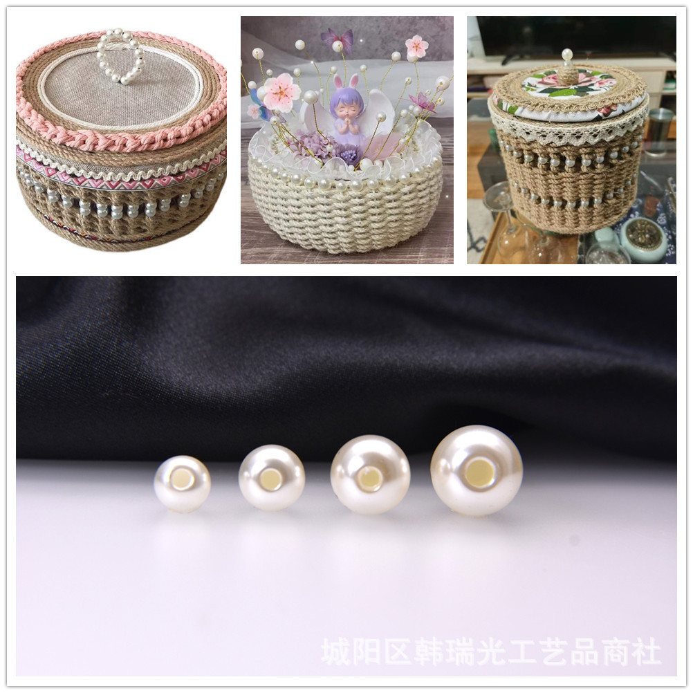 Large hole white ABS straight hole imitation pearl bead elastic thread supply large pearl jewelry accessory with hole DIY loose beads