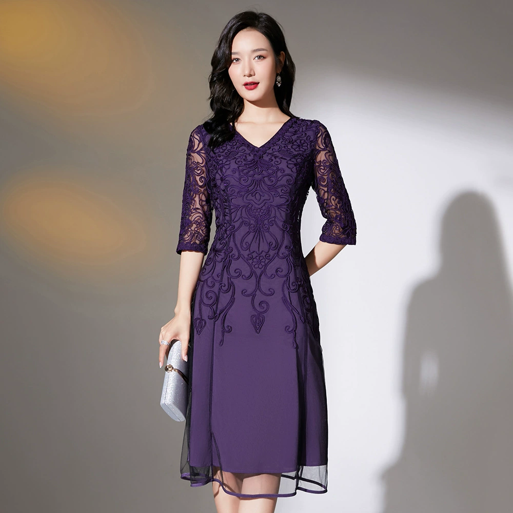 Поколение высококачественных брендовых платьев Shenzhen на весну и лето, новое платье для матери-зятя средних лет, Женская юбка больших размеров