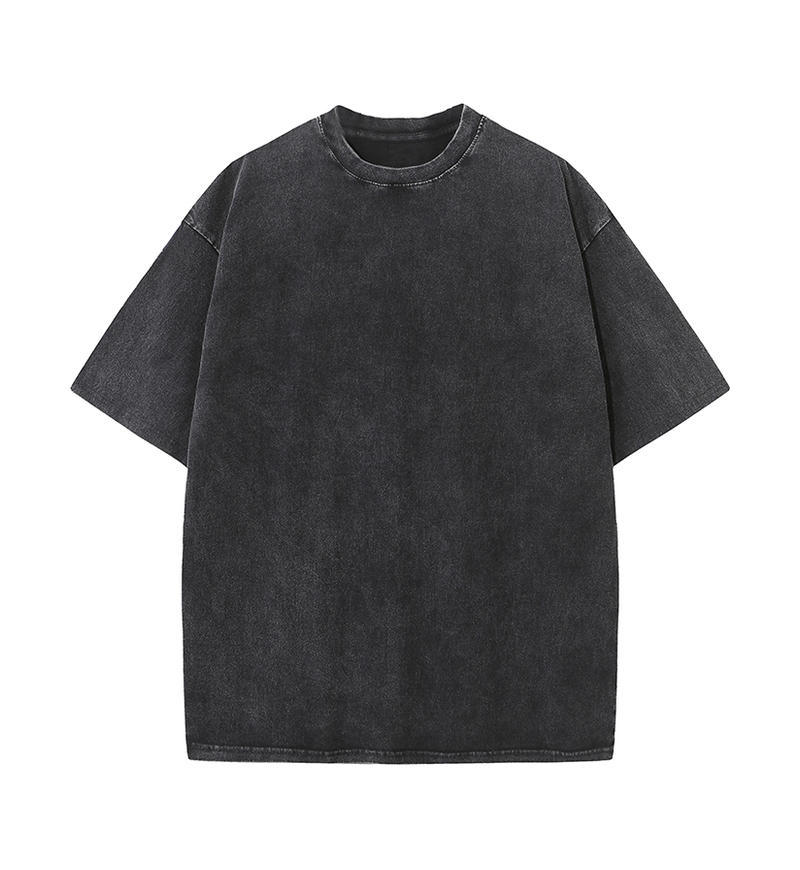 Transfronterizo europeo y americano pesado copo de nieve frito algodón retro lavado y viejo OVERSIZE camiseta de manga corta personalizada de marca de moda de bricolaje