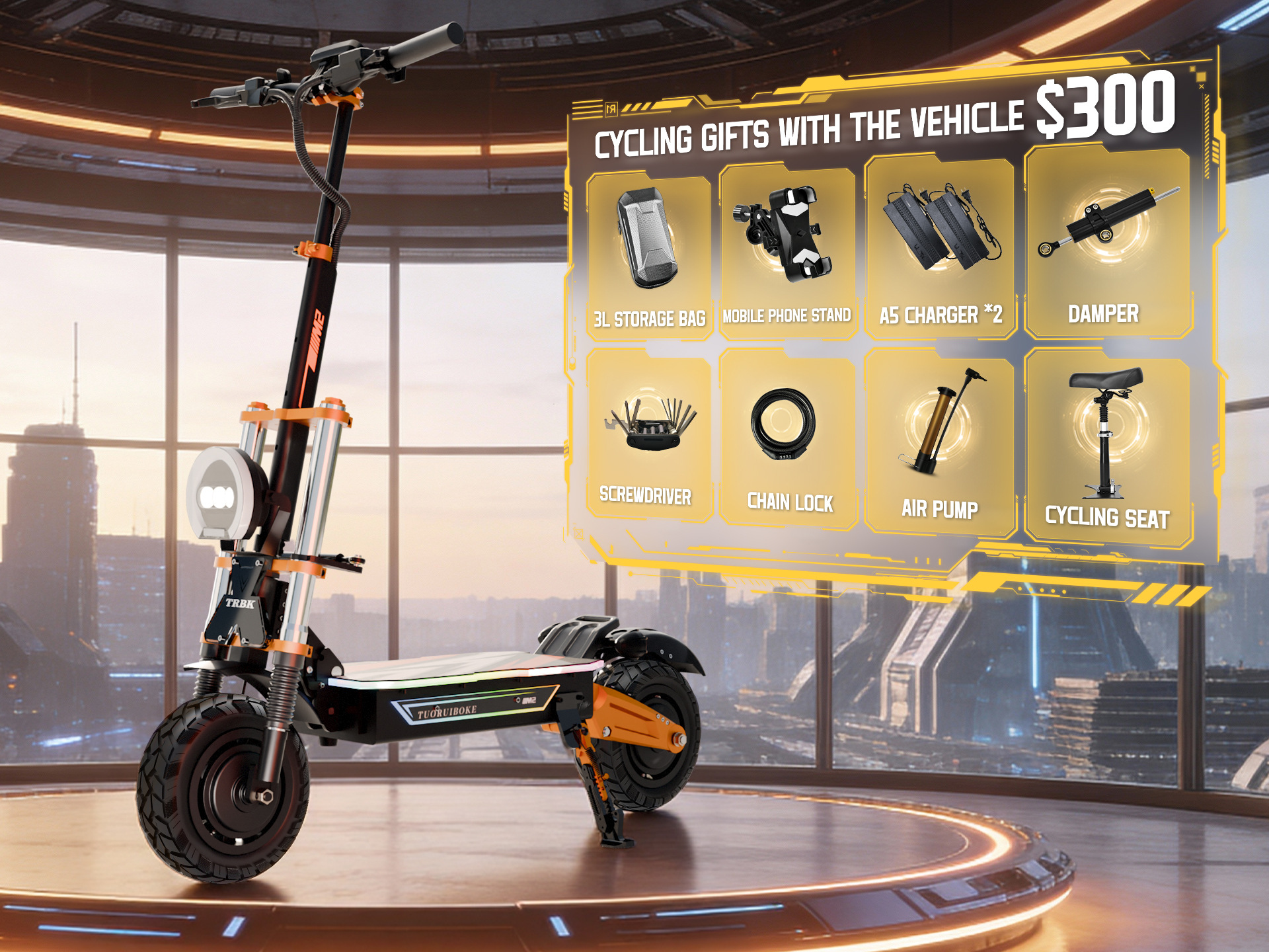 BOYUEDA72V dual-drive 10000W off-road electric scooter, foldable, 95 mph speed, long range electric vehicle
