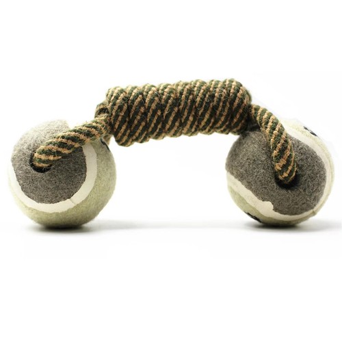 Pet tennis ball toy cotton rope dog toy chewing durable pet rope knot tennis dumbbell pet supplies