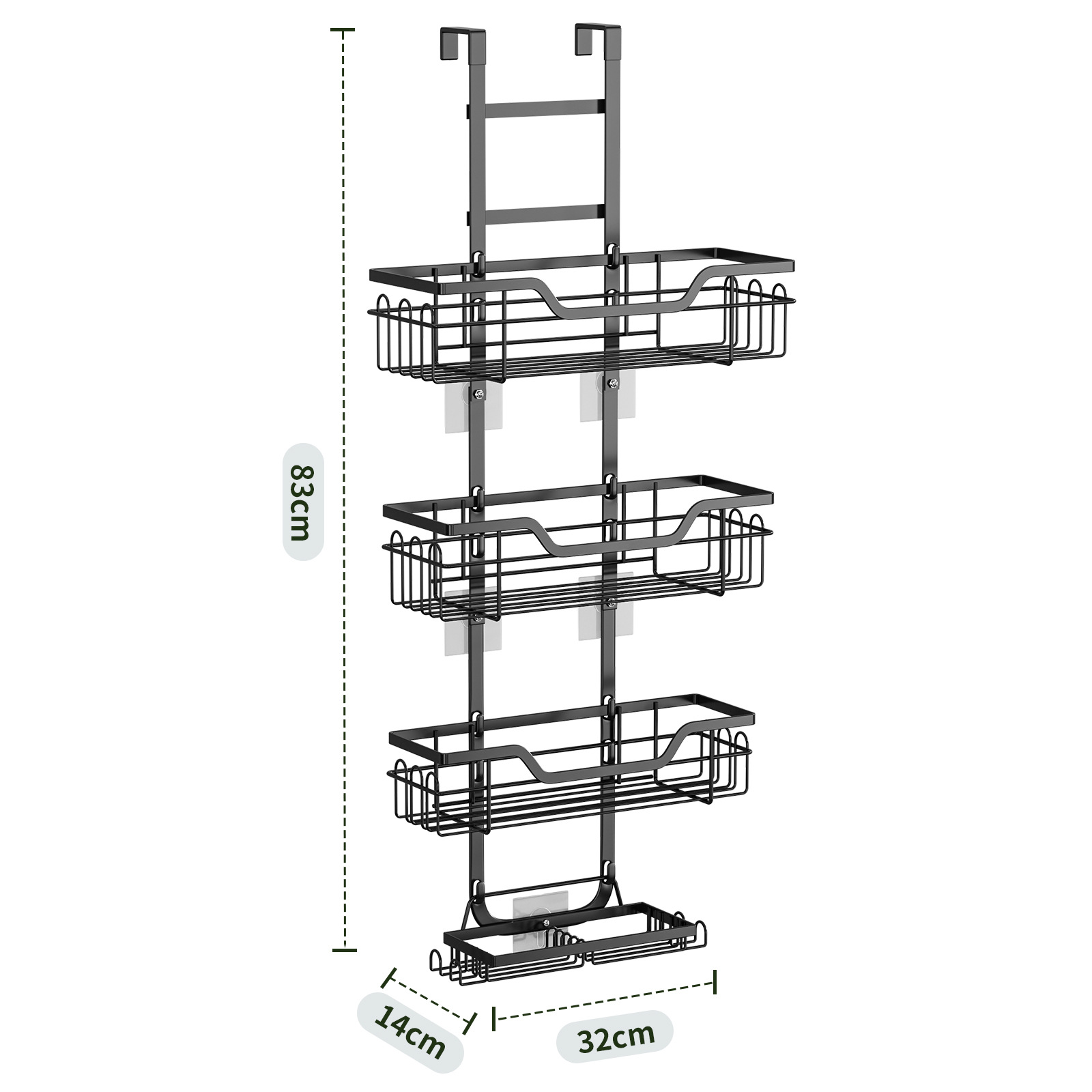 Estante de almacenamiento de baño sin perforar, estante de almacenamiento de cesta colgante en capas montado en la pared, estante de almacenamiento de cuarto de ducha de inodoro