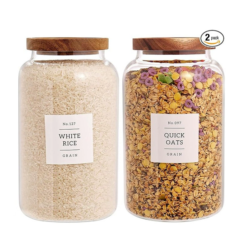 Герметичная банка для продуктов Amazon, банка для хранения зерновых закусок, пыленепроницаемая стеклянная герметичная банка для конфет и печенья