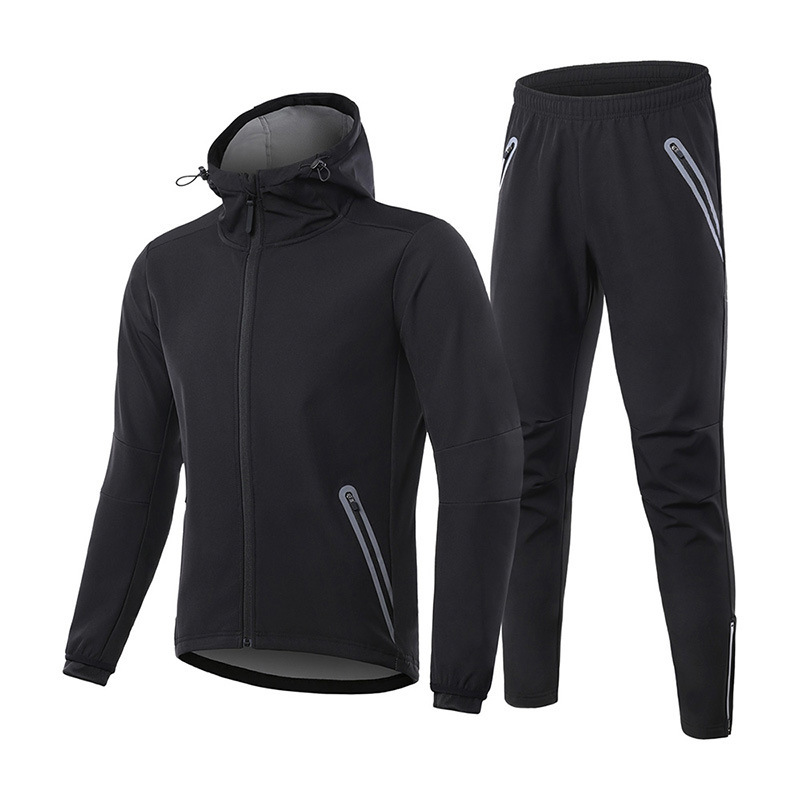 Highway Bike Mountain Bike Riding Suit Men's Autumn and Winter Thickened Thin Velvet Warm Windproof Top Waterproof Black