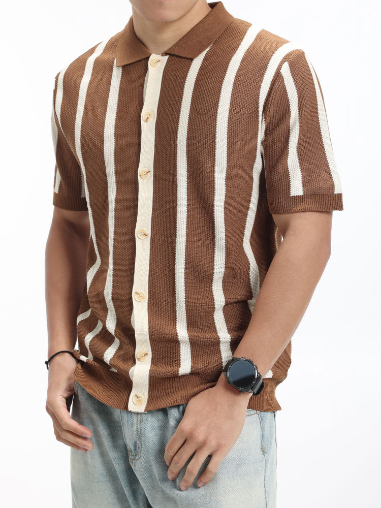 Vestido de hombre antiguo dinero de hielo de seda de punto polo camisa de hombre de verano de manga corta con la tapa cardigan retro camisa de polo casual hombre