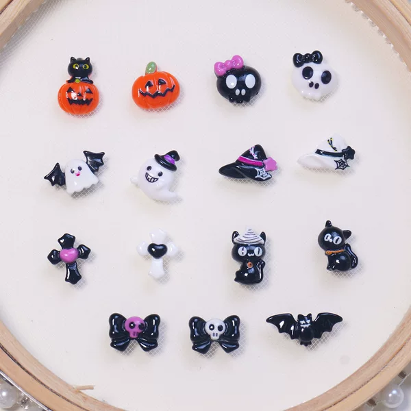 Cross-border popular Halloween cartoon nail art accessories, resin small accessories, ghost skull pumpkin nail decoration accessories