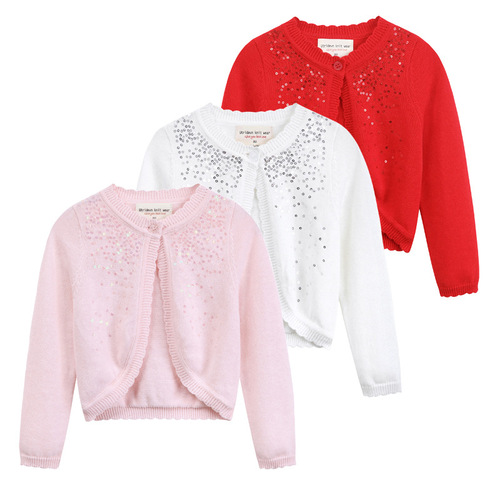 Korean Sparkling One-Pin Collar Scarf for Children - Summer Thin Version, Stylish Baby Girl Knit Sweater Jacket