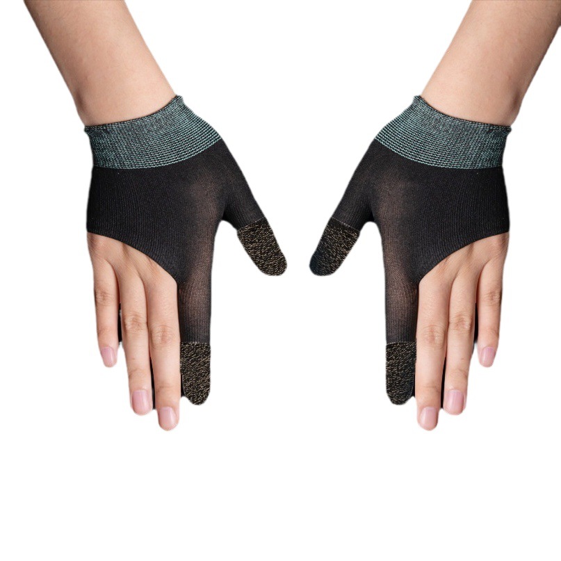 Plata G1 juego móvil guantes de fibra de carbono dedo manga calefacción a prueba de sudor fino de dos dedos pantalla táctil juego dedo manga un inteligente mismo estilo