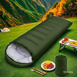 Thickened Sleeping Bag Autumn and Winter Outdoor Lunch Break Cotton Sleeping Bag Portable Outdoor Camping Adult Cold-Proof and Warm Sleeping Bag Envelope Type