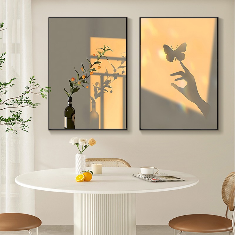 Restaurant Scandinavian Decorative Painting Modern Minimalist Dining Room Dining Table Wall Hanging Painting Accessible Luxury High-End Living Room Bedroom Mural