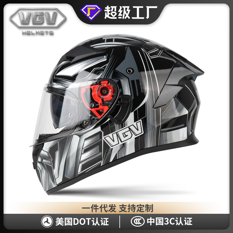 [En stock] Casco de motocicleta certificado 3c Casco completo para hombre Casco de seguridad de motocicleta de cuatro estaciones de doble lente de invierno