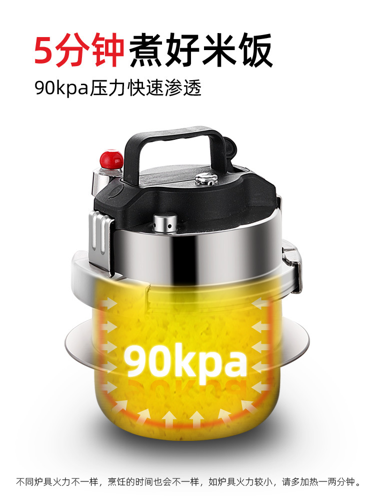 304不鏽鋼迷你高壓鍋自駕戶外露營便攜鍋壓力鍋燃氣電磁通用
