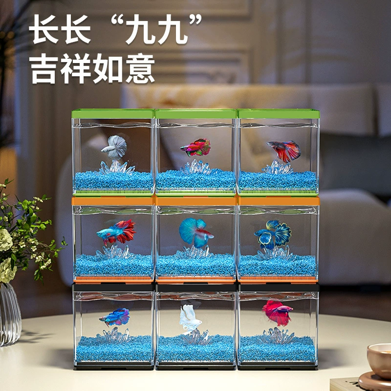 Маленький настольный бетта специальный аквариум для рыбы 2025 новый ландшафтное украшение с несколькими блоками декоративных рыбных идей для офиса