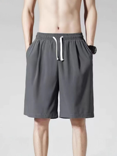 Ice Silk Sports Shorts, Thin Five-Pocket Pants for Men, Summer Wear, Loose Fit, Large Size, Hong Kong Style, Outerwear