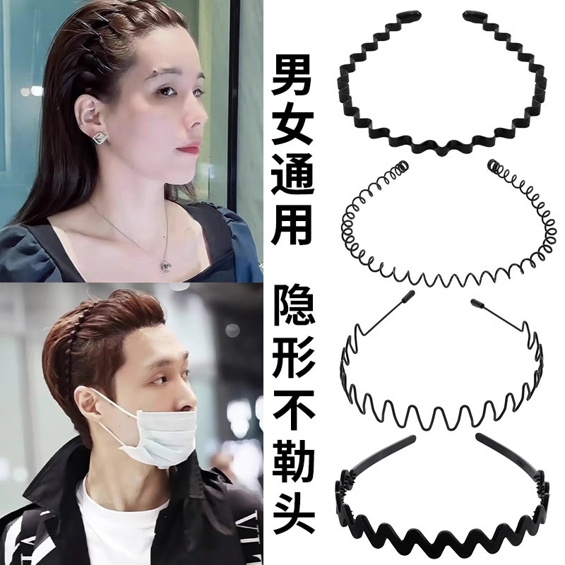 Men simple lavar la cara correa de pelo de verano clip de pelo deportivo ondas invisibles cabello de cabello no sujetar el cabello correa de cabello negro