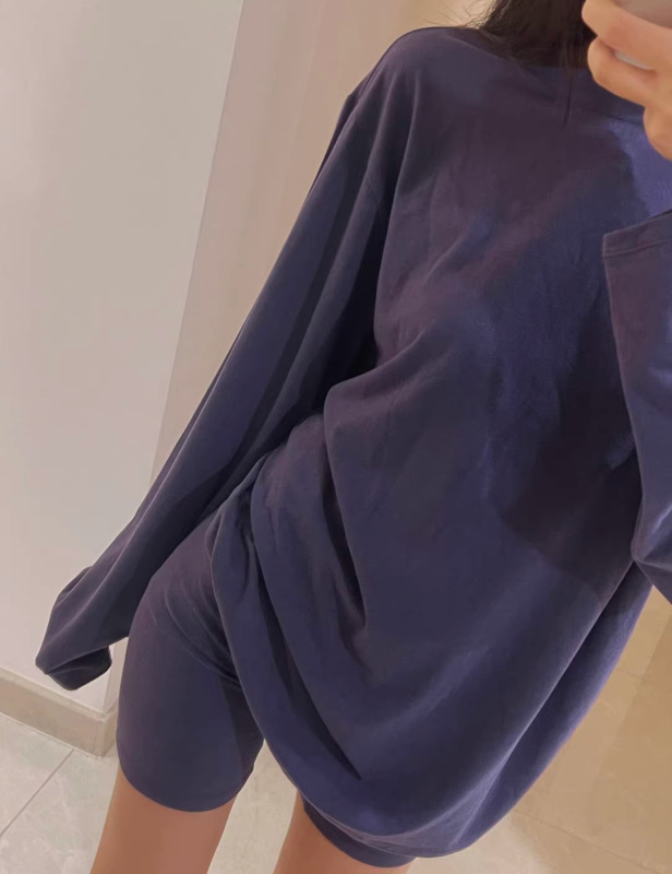 在庫あり skims ゆったり肌に優しい長袖Tシャツ レディース ゆったり快適 カーダシアン風 BFスタイル ホームウェア パジャマセット|undefined