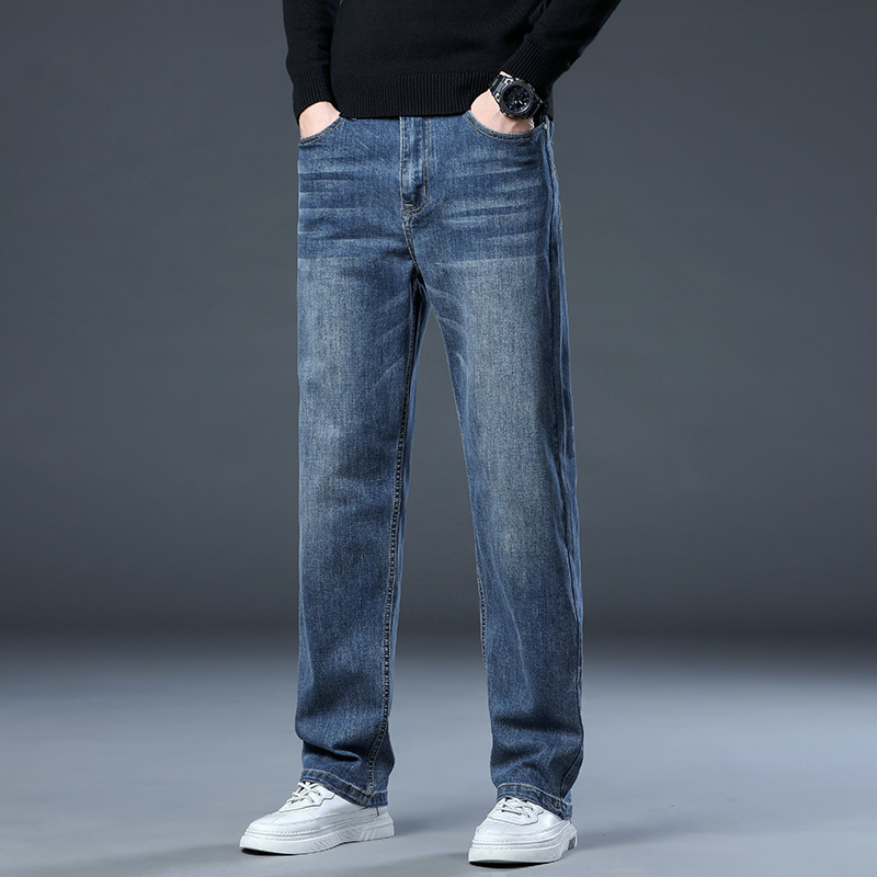 Xintang Straight-Leg Jeans for Men, Stretchy Long Pants, Straight Loose Jeans, Trendy Brand Wide-Leg Men's Long Pants Xintang Straight-Leg Jeans for Men, Stretchy Long Pants, Straight Loose Jeans, Trendy Brand Wide-Leg Men's Long Pants