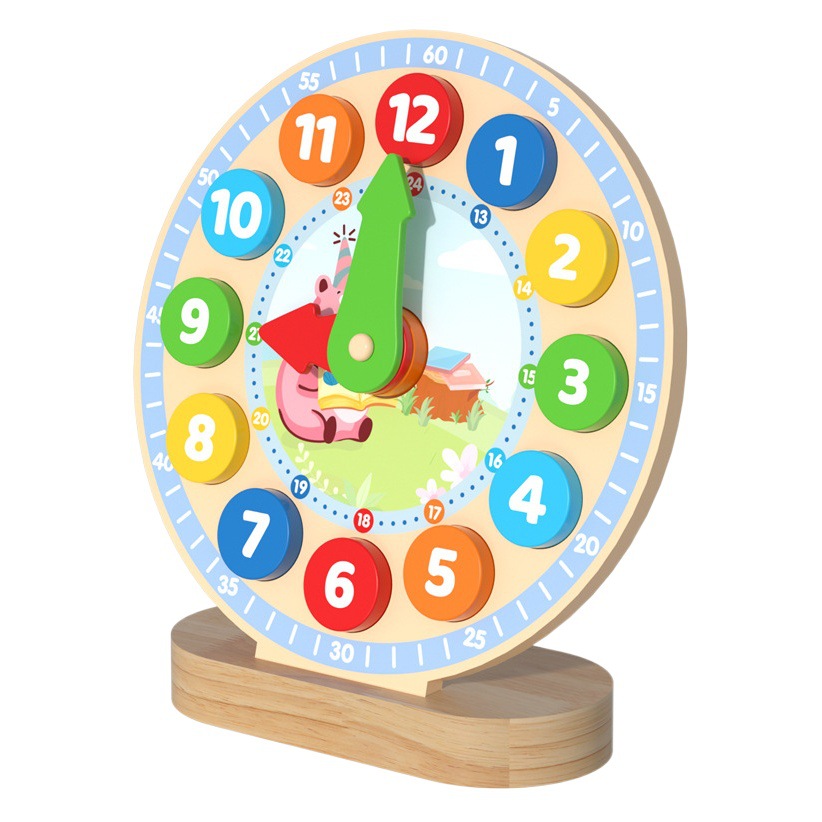 Material didáctico para niños reloj digital bebé Educativo Educación Temprana aula reloj tiempo cognitivo kindergarten juguetes de madera