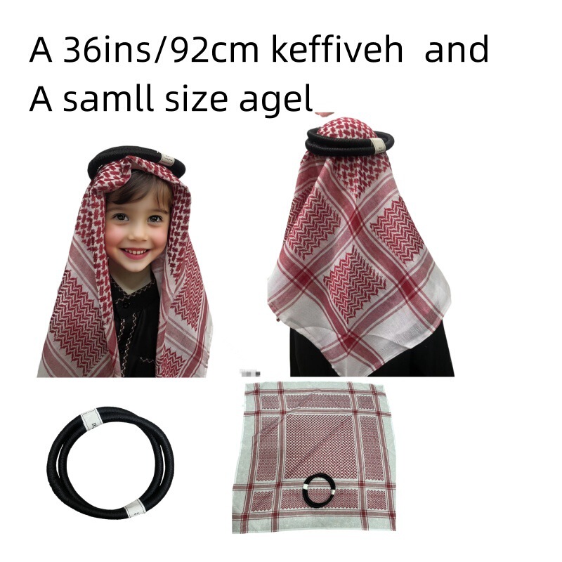 Cross-Border New Product 36inch Small Size Headscarf Set Jacquard Headband Popular Style for Children and Men