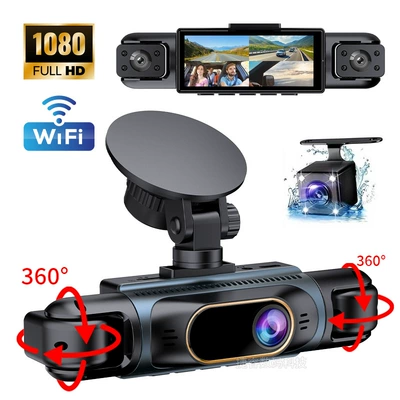 Cross-border four-camera high-definition dashcam with infrared night vision, supports mobile phone connectivity and 24-hour parking monitoring (Driving recorder)