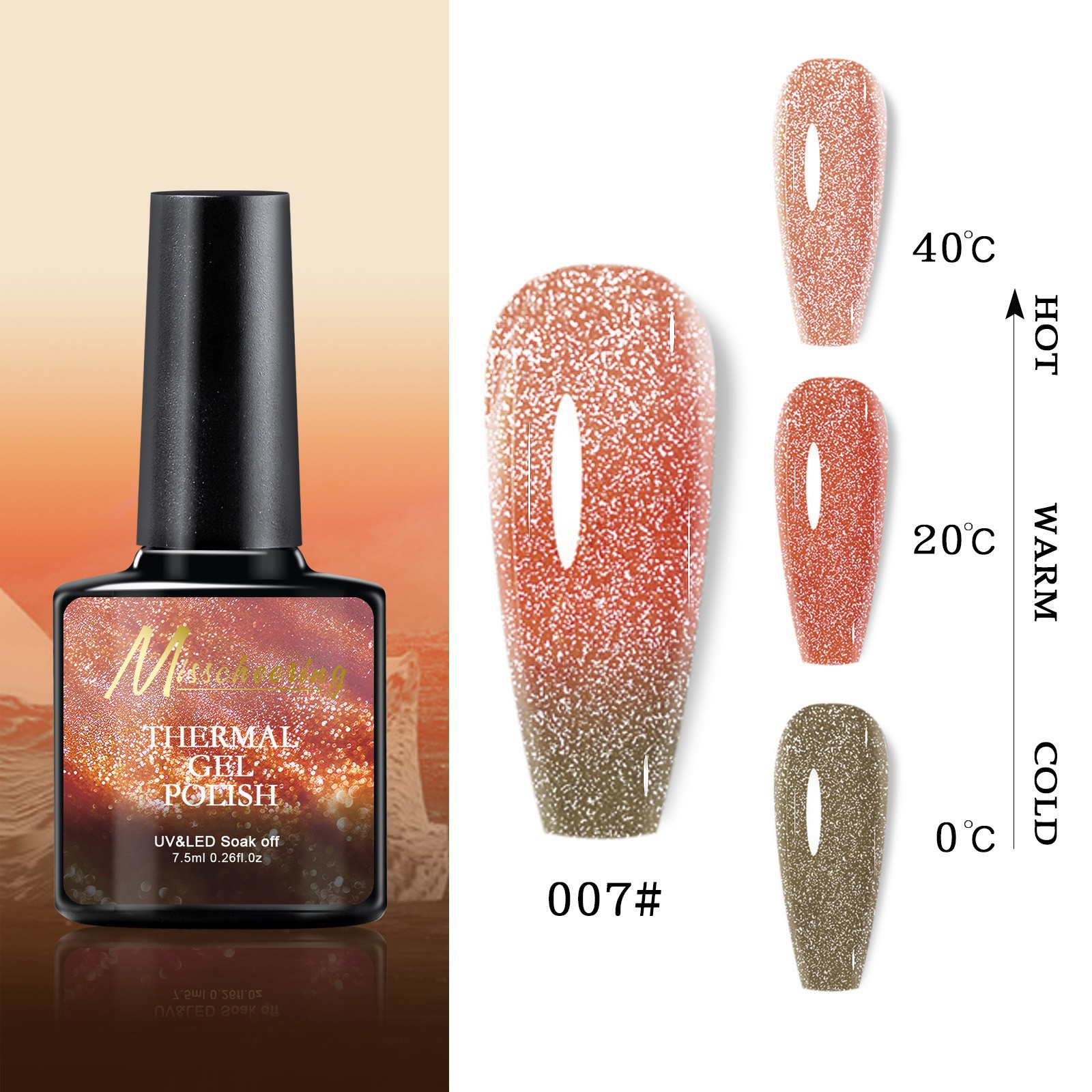 Esmalte de uñas de gel con efecto aurora que cambia con la temperatura, gel de diamante opal, gel de fototerapia de tres etapas que cambia con la temperatura, juego al por mayor.