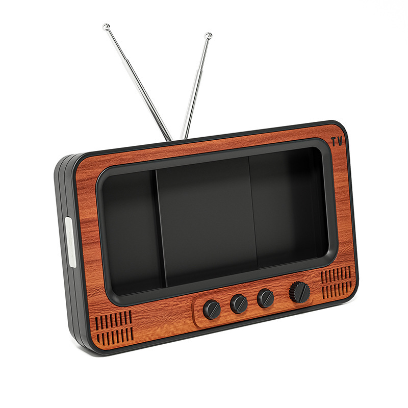 創意的なレトロなデスクトップの携帯電話のスクリーンのアンプは劇のテレビの形を追ってbluetoothの音響の携帯電話のスタンドを持ちます。|undefined