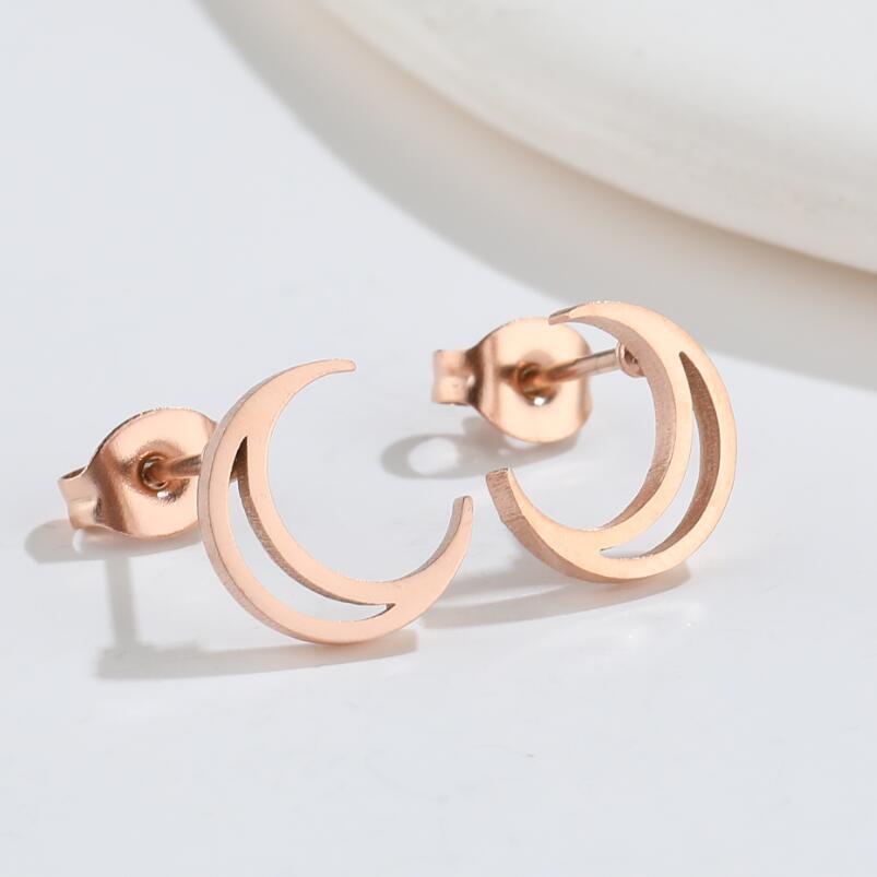 Fashion Moon Titanium Steel Ear Studs Plating No Inlaid Stainless Steel Earrings