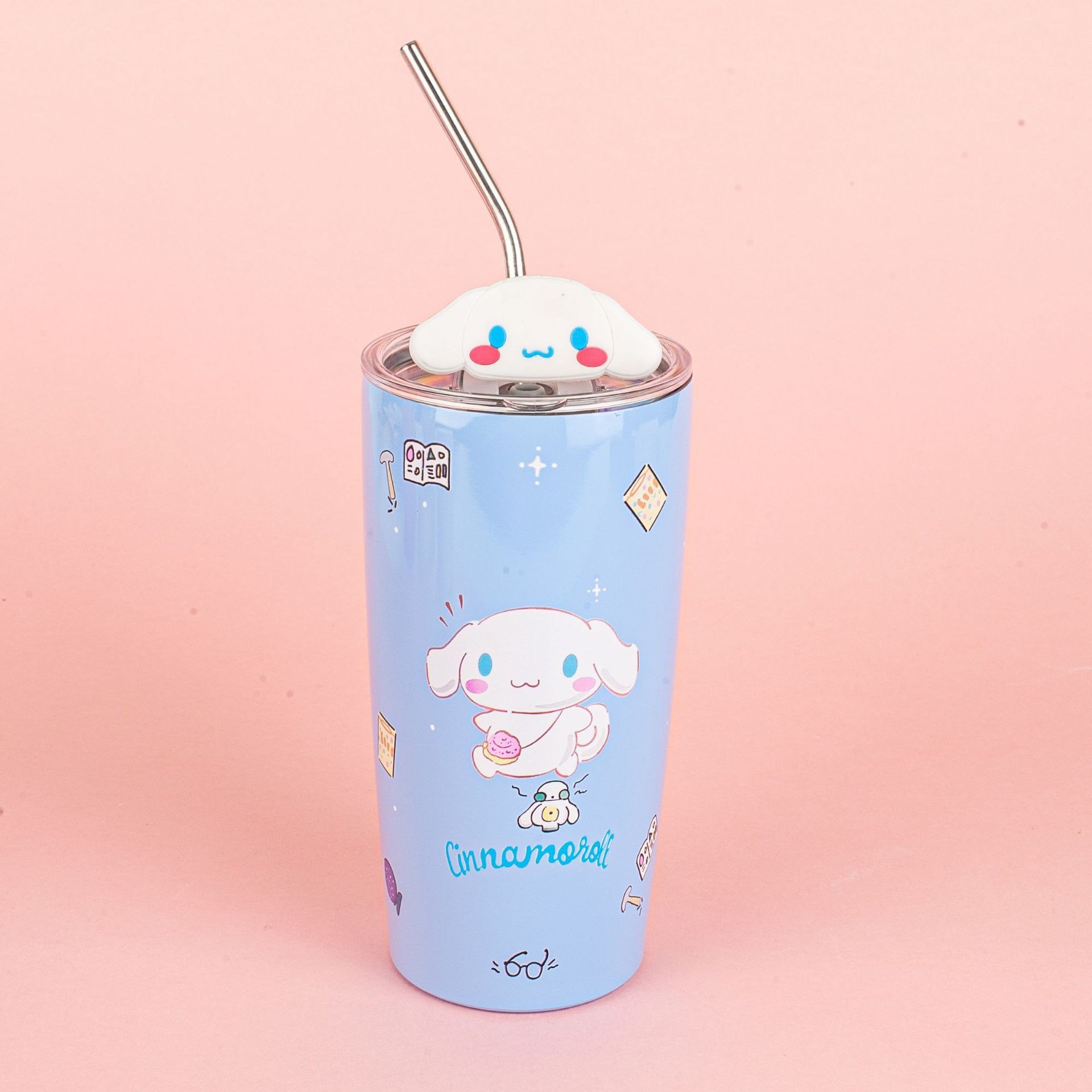 El Comercio exterior popular Sanrio paja café taza de vacío de acero inoxidable de dibujos animados nueva imagen linda muñeca de silicona taza de paja