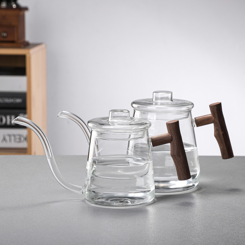 Long mouth hand coffee pot hanging ear fine mouth pot heat-resistant glass tea kettle multifunctional glass coffee utensils wholesale