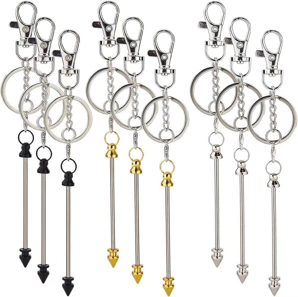 Amazon Venta caliente bala de metal con cuentas llavero pequeña langosta hebilla cadena colgante llavero