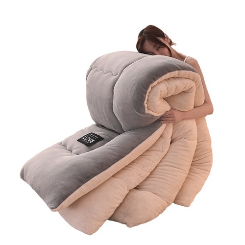 Wholesale Lamb Wool Winter Blanket Milk Wool Double-Sided Fleece Blanket Insert Thick Warm Coral Fleece Taffeta Arctic Wool Quilt