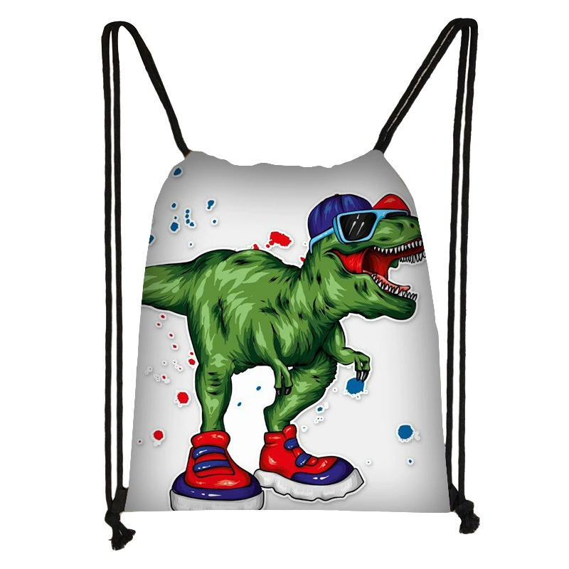 25 новых студенческих рюкзаков с динозаврами на шнурке, уличный мультяшный рюкзак, портативная складная сумка для хранения с принтом, оптовая продажа, хит продаж