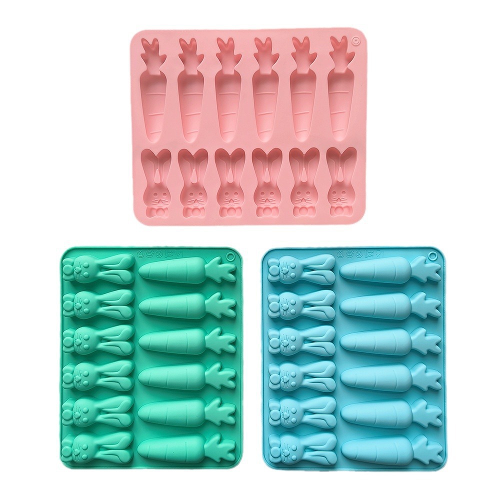 Nuevo conejo de zanahoria chocolate horneado galletas molde de silicona 3D hielo pastel decoración inserto 750