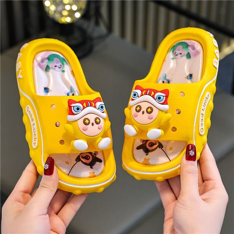 Cute Egg Party Children's Slippers Summer Non-Slip Soft Sole Cartoon Adorable Baby Sandals Two-Way Wear Sandals for Boys and Girls