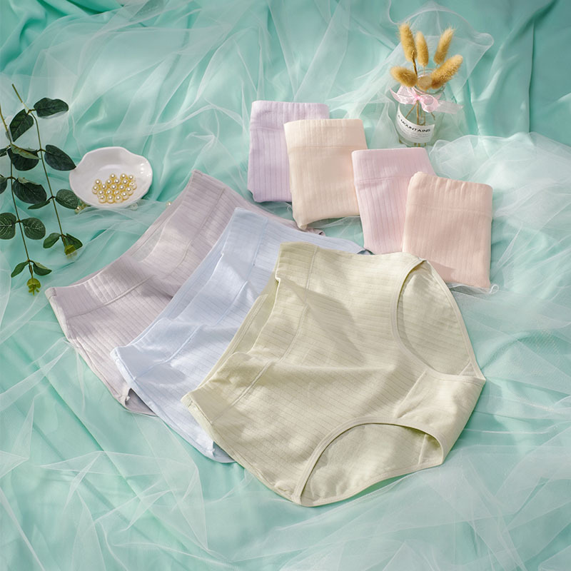 Ropa interior de mujer al por mayor 40 ropa interior de mujer de algodón peinado color sólido alto punto de algodón elástico de cintura alta más ropa interior de mujer de algodón de tamaño