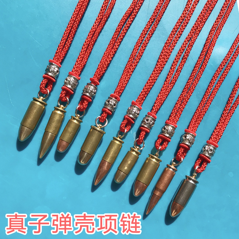 98K Bullet Necklace AK Real Bullet Shell Craft Wolf Warrior II Net Red Jewelry Military Souvenir Necklace Men