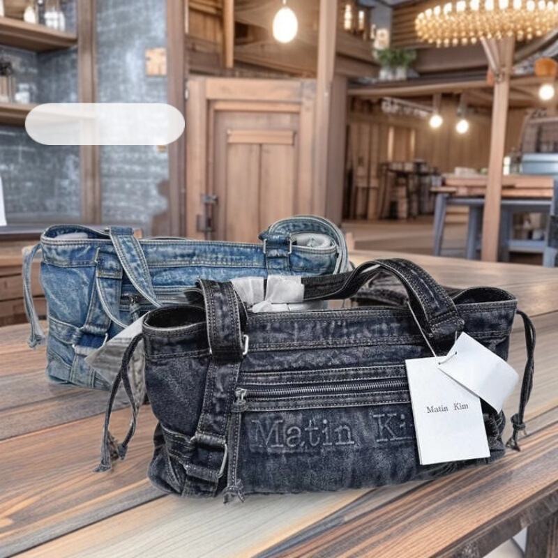 Korean Matin Retro Washed Denim Bag Women's Shoulder Armpit Bag Kim Cross-Border Casual Work Clothing Handbag