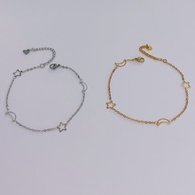 不锈钢月亮星星脚链月下流星简约百搭跨境饰品精致款闺蜜礼物