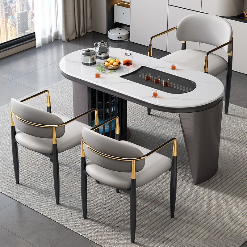 Mesa de té balcón mesa de té moderna simple tabla de roca mesa y silla de lujo ligera combinación de mesa de té de oficina en el hogar un conjunto completo