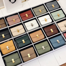 糖果色2023春夏新款豆腐包真皮box单肩斜跨手提小方包时尚女小包