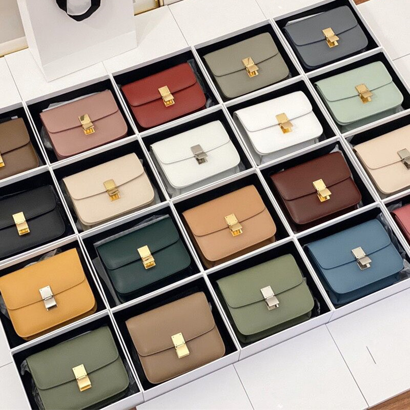 糖果色2023春夏新款豆腐包真皮box单肩斜跨手提小方包时尚女小包