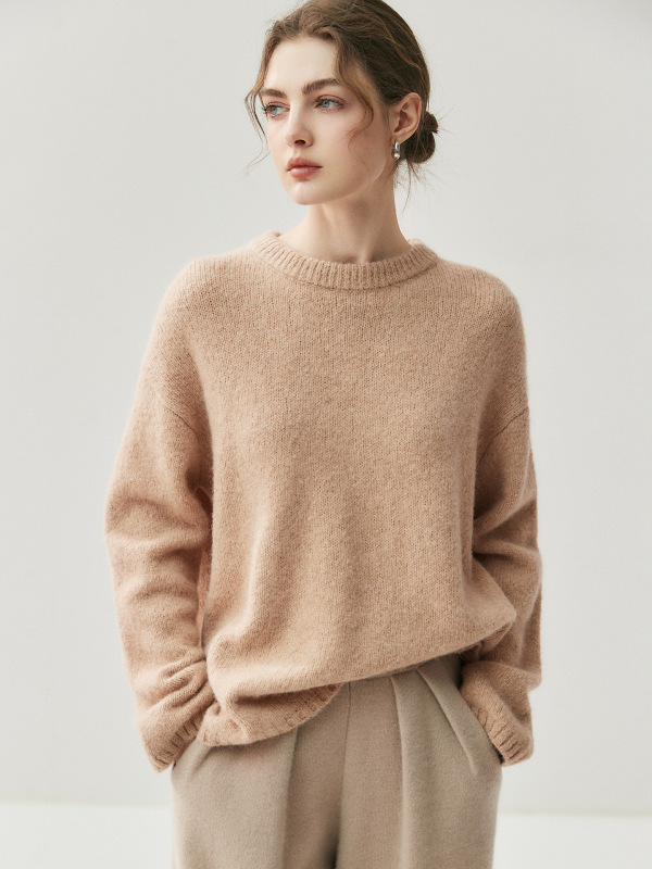 Relaxed and Elegant~ Thickened Yak Cashmere Knitwear for Women, Loose and Lazy Style Wool Knitwear, Pullover Long-Sleeved Knitwear