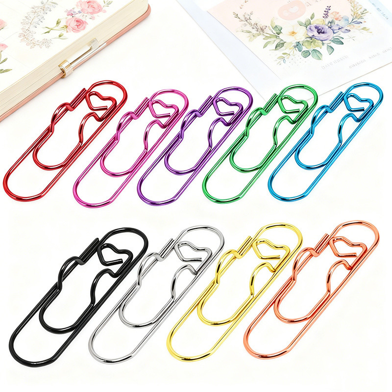 Multifunctional Metal Heart-Shaped Pen Clip Paper Clip Pen Holder Writing Stationery Notebook Accessories Holder Pen Clip Pen Hanger