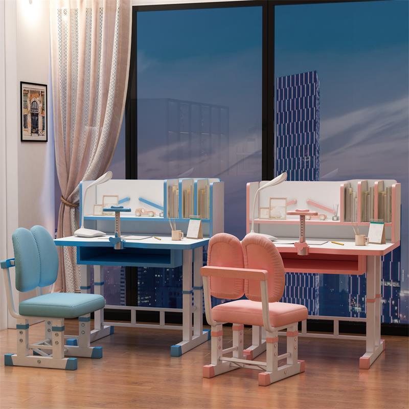Children's Study Table Bookshelf Student Home Desk Set Adjustable Desk Storage Table Chair Combination Table