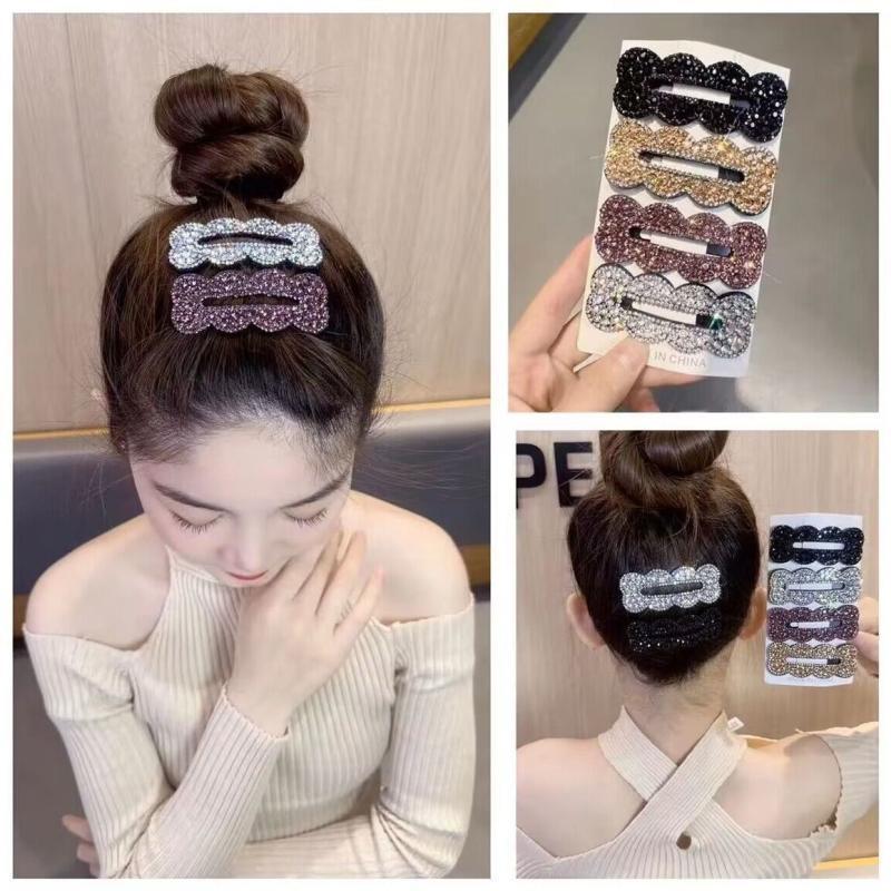 Korean-style chic Instagram-worthy hair clips for women: Rhinestone BB clips, rhinestone side clips, sleek bar clips, and trendy bang clips—perfect for adding a touch of elegance to your hairstyle!