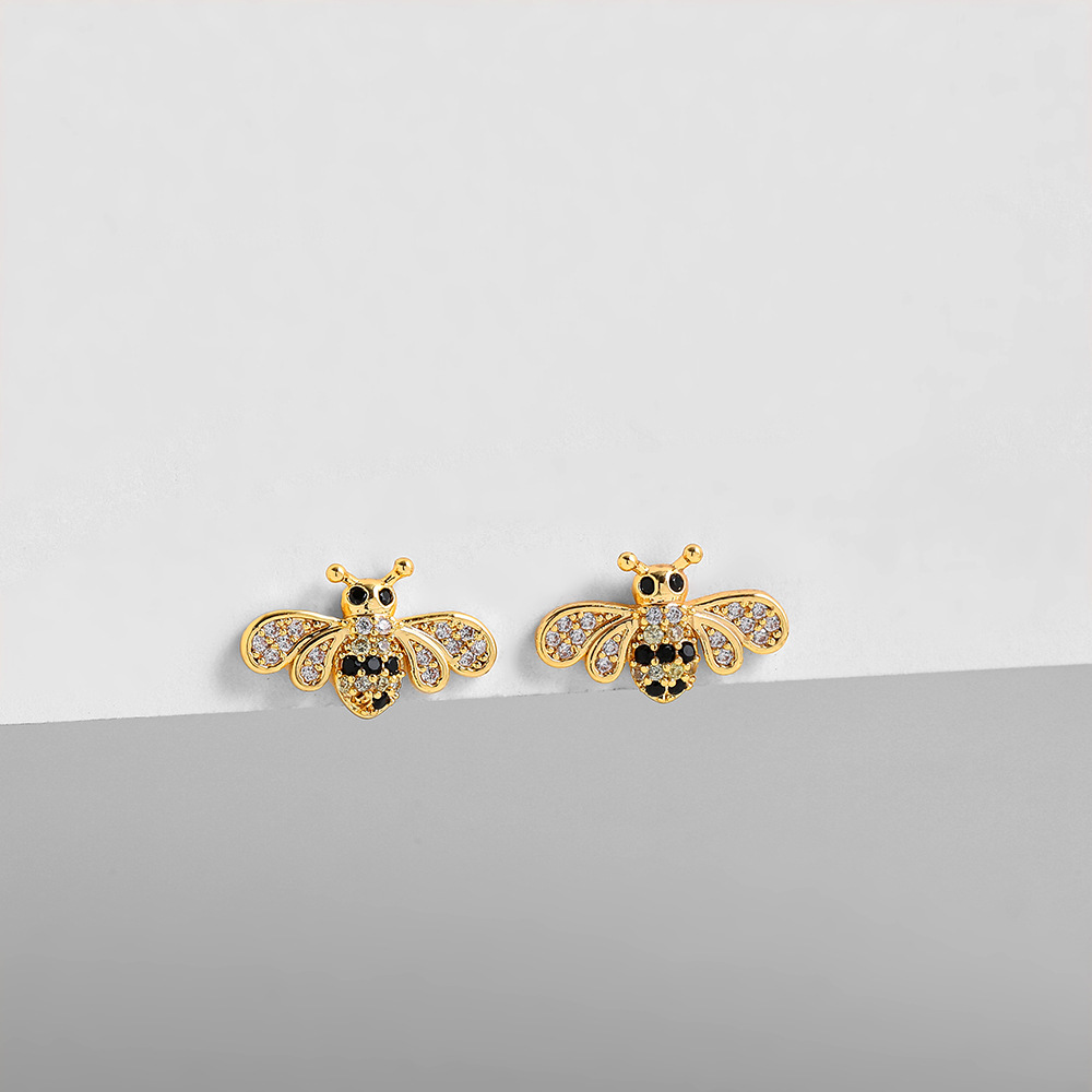 Boucles D&#39;oreilles En Strass Incrustées D&#39;abeilles En Alliage De Mode En Gros Nihaojewelry display picture 2