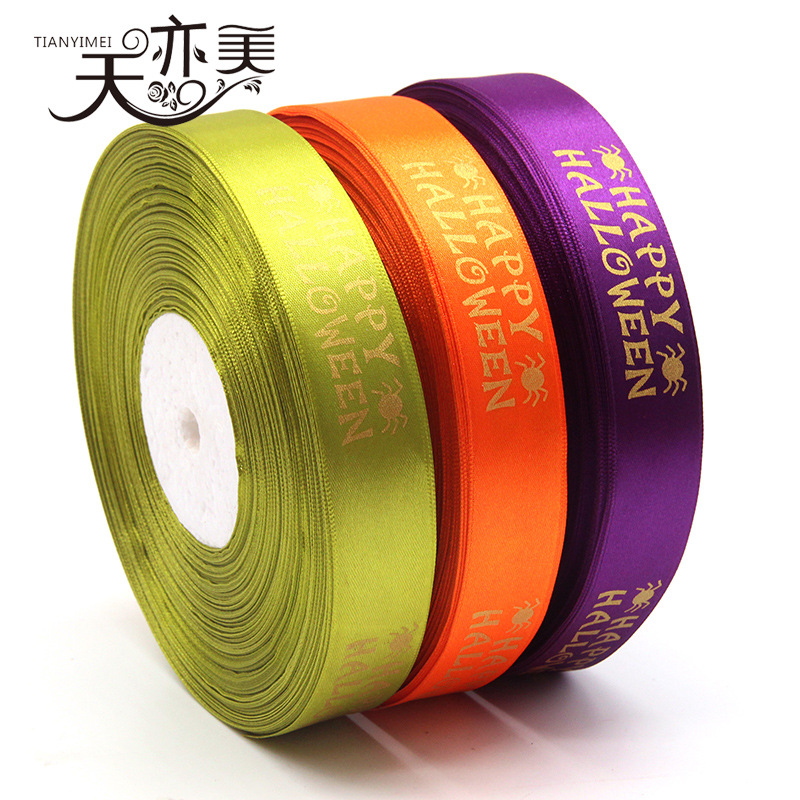 2,5 cm estampado en caliente de oro rosa cinta DIY regalo de Halloween cinta tianyi belleza impresión Candy cinta araña