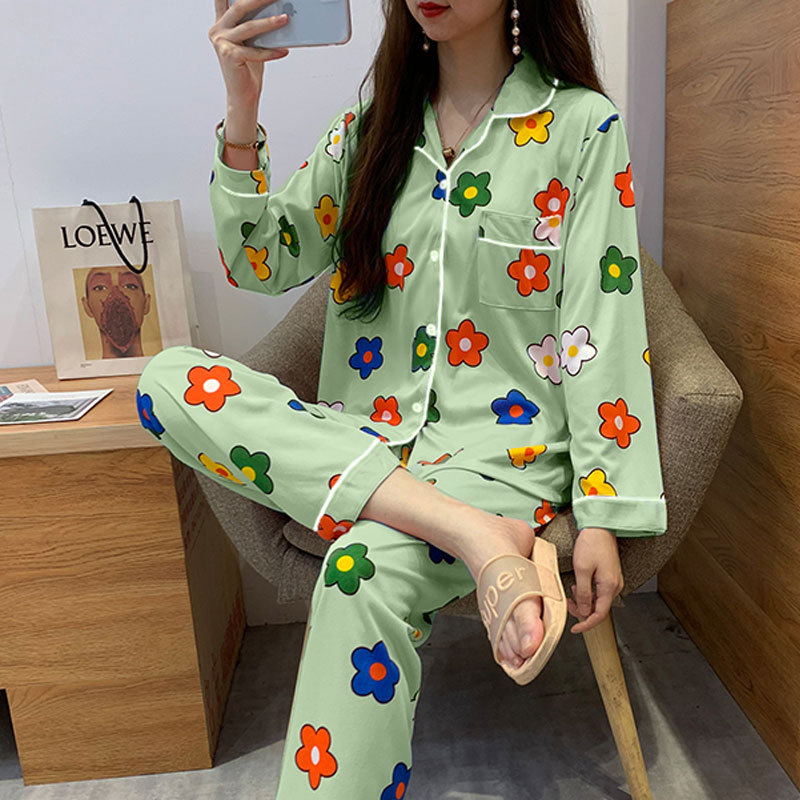 〖Flores dulces〗 Pijamas para madre, mangas largas para mujer, primavera, otoño e invierno, ropa a domicilio para mujer, traje suelto de talla grande